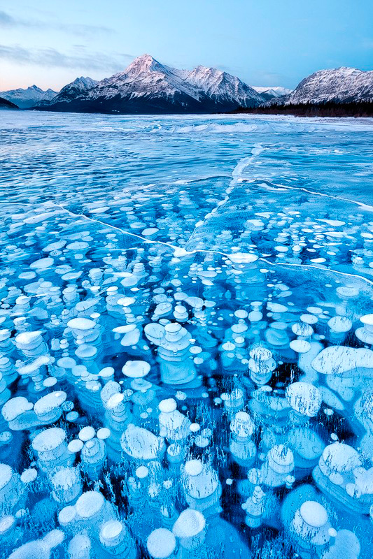 Невероятные группы пузырьков во льду